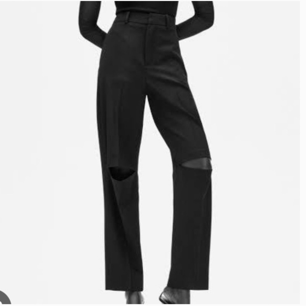 ZARA Black trousers with knee cut out Pants Sz S